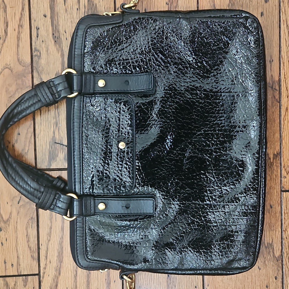 Marc Jacobs Black Patent Leather Computer Bag Messenter Bag - Picture 8 of 13